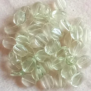 50, flat oval acrylic beads, pale green, 10mm x 8mm