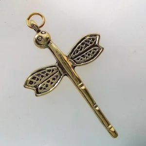 Dragonfly pendant, gold plated, 38mm x 25mm