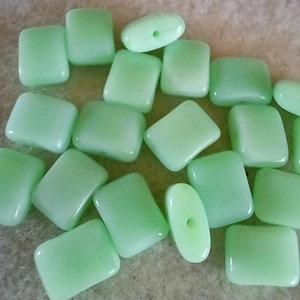 20, flat retangular beads, light green, 11mm x 8mm