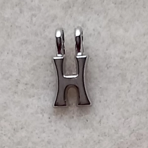 Alphabet pendant H, silver plated, 15mm x 7mm