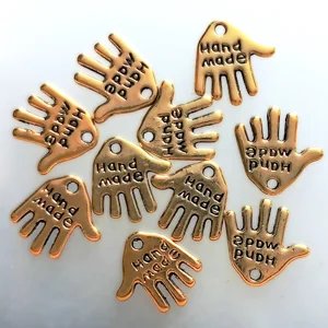 10 gold plated hand made hand charms, 12mm x 12mm