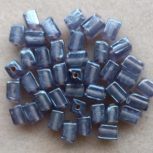 40 lustred glass tube beads, lavender blue, 8mm x 5mm.