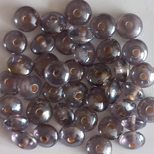 40 lavender lustered Indian glass saucer beads