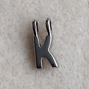Alphabet pendant K, silver plated, 15mm x 7mm