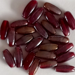 25 lustered glass tube beads, 13mm x 9mm, red