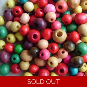 30g wooden craft beads mixed, 6mm to 10mm
