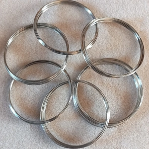 6, 60mm bracelet memory wires, 10 coils.