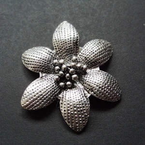 50mm flower pendant, silver plated.