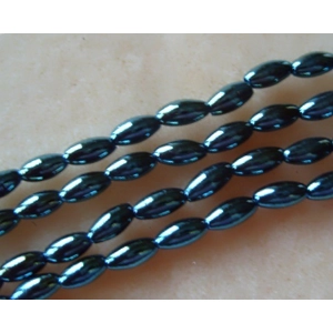 100 metallic oat beads, turquoise green