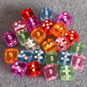 25 dice beads, 9mm cube, mixed colours