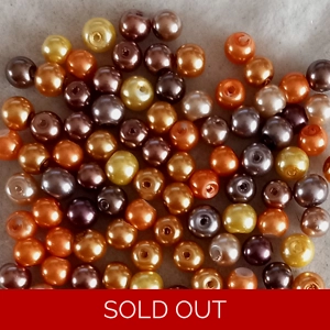100, 6mm glass pearls, mixed golden browns