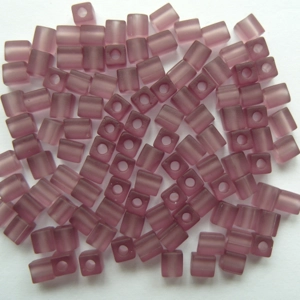 10g Miyuki glass cube beads, frosted matte amethyst