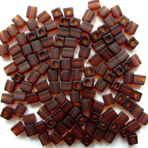 10g Miyuki glass cube beads, frosted matte topaz