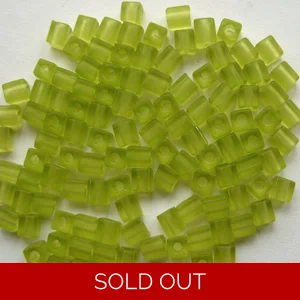 10g Miyuki glass cube beads, frosted matte lime green