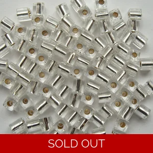 10g Miyuki glass cube beads, silverlined crystal