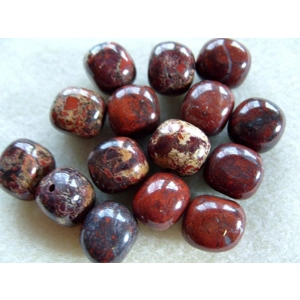 10 Poppy jasper gemstone nugget beads