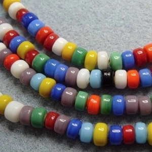 30g pack, Indian glass drum beads, hand made, mixed colours, opaque