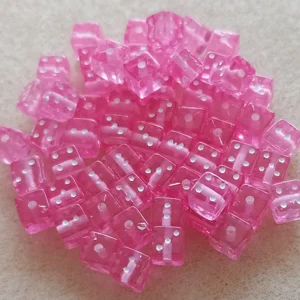 60 dice beads, 5mm cube, pink