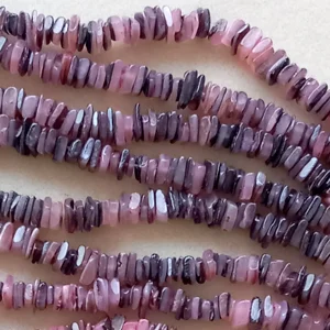 Strand dyed square shell beads, pink and purple