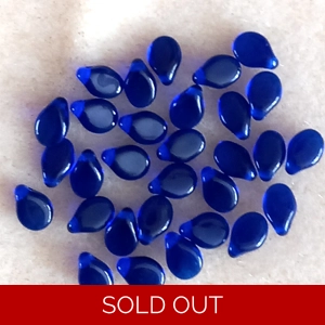 30 pip beads, small glass drops,cobalt blue, 5mm x 7mm