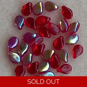 30 pip beads, small glass drops, transparent red ab, 5mm x 7mm