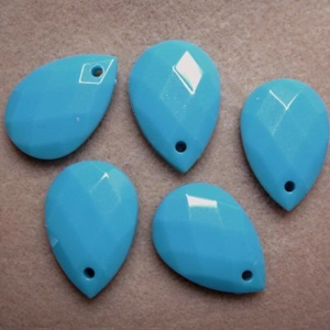 5 teardrop pendants, blue, 29mm x 20mm