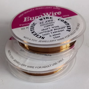 Antique bronze plated copper craft wire, 0.6mm x 10 metres
