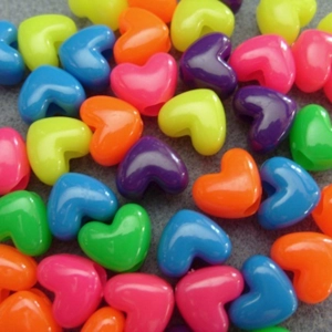 50 pony beads, neon hearts, mixed