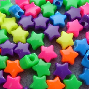 50 pony beads, mixed neon stars