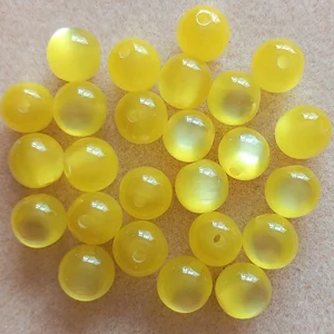 25, round pearlescent beads, yellow 10mm