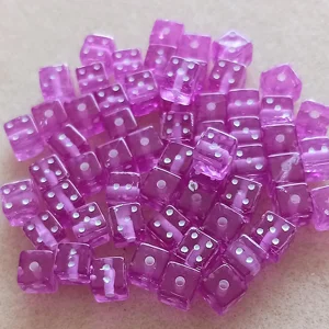 60 dice beads, 5mm cube, purple
