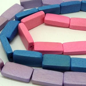 3 strands rectangular, wooden beads