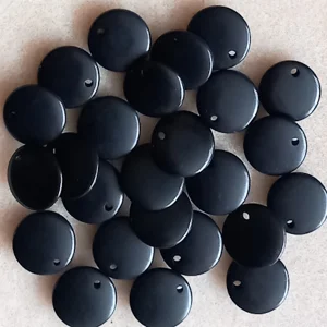 25 small synthetic pendants, 12mm, black