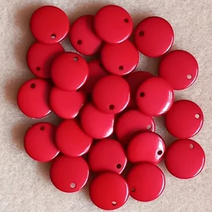 25 small synthetic pendants, 12mm,  red