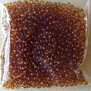 20g size 8 seed beads, transparent dark amber