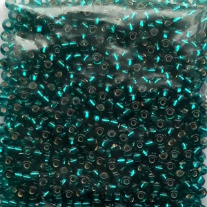 20g size 8 seed beads, silverlined teal green