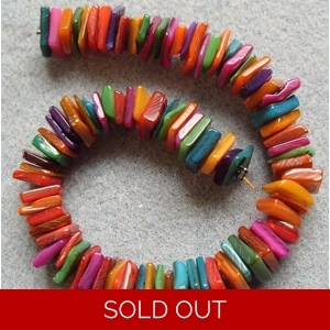 30 grams dyed shell beads, squares