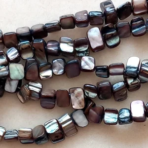 38cm strand dyed shell beads, dark brown, 5mm