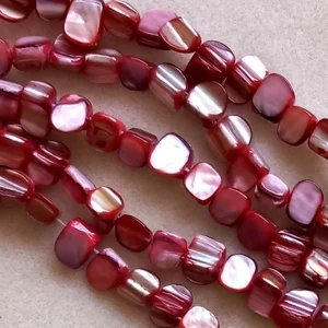 38cm strand dyed shell beads, red, 5mm
