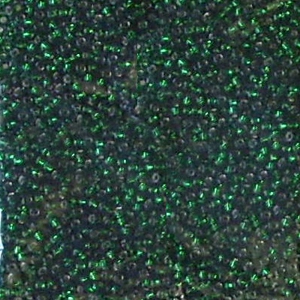 12g size 11 Czech seed beads, silver-lined emerald green