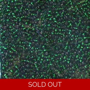 12g size 11 Czech seed beads, silver-lined emerald green