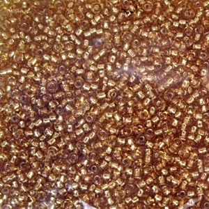 12g size 11 Czech seed beads, silver-lined, gold