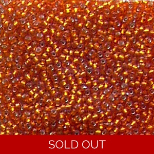 12g size 11 Czech seed beads, silver-lined orange