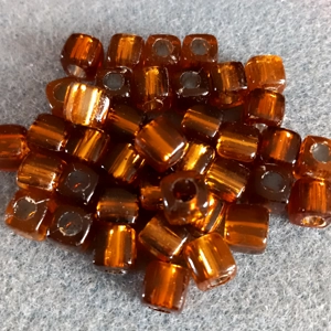 40, 8mm cube beads, large hole, topaz brown