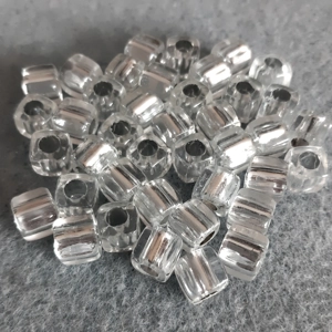 40, 8mm cube beads, large hole, silver crystal.