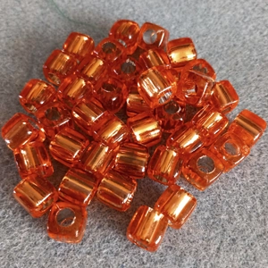 40, 8mm cube beads, large hole, orange.