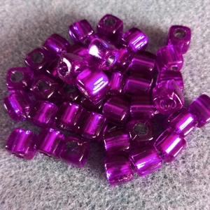 40, 8mm cube beads, large hole, purple.