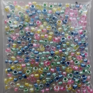 20g size 7 seed beads, inside lined mixed