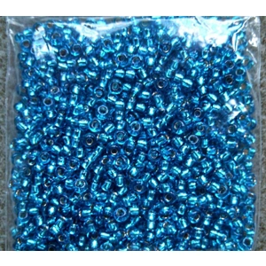 20g size 8 seed beads, silverlined dark aqua