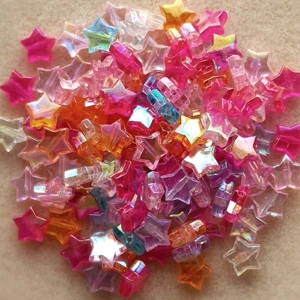25g acrylic star beads, mixed